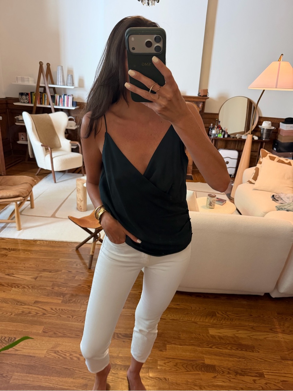 Zara dark green Spaghetti-Strap Wrap Cami - Size M